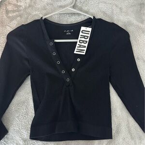 Black Small long sleeve crop top. New with tags from Urban Outfitters